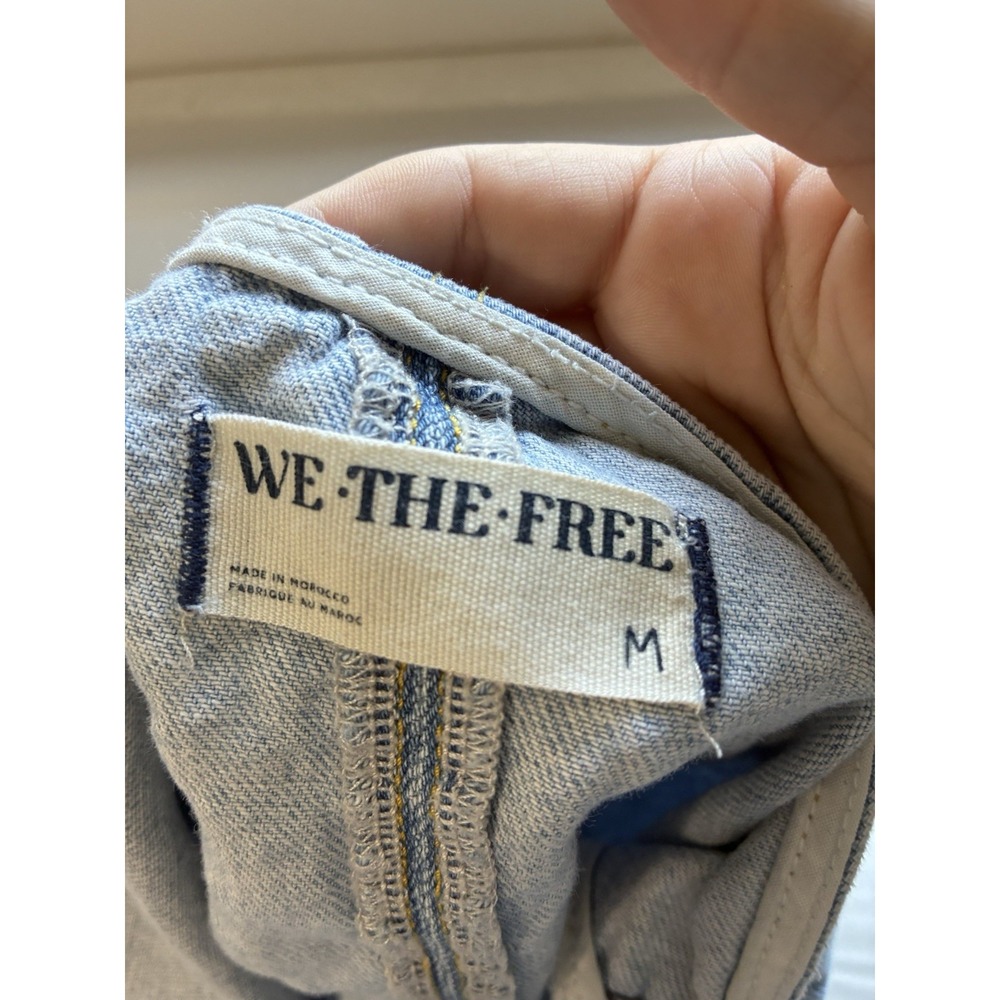 Free People We The Free High Roller Shortall Sz M Light Wash Boho 3" Inseam - Picture 7 of 10